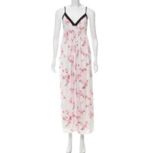 Pencey white/light blue/pink floral silk maxi dress size 2